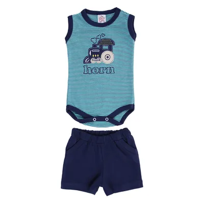 Conjunto Bebê Baby Bee Listrado Com Bordado Trem