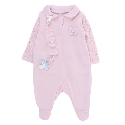 Saída De Maternidade Fofinho Tricô Com Laço - 4 Peças Saída De Maternidade Fofinho Tricô Com Laço - 4 Peças