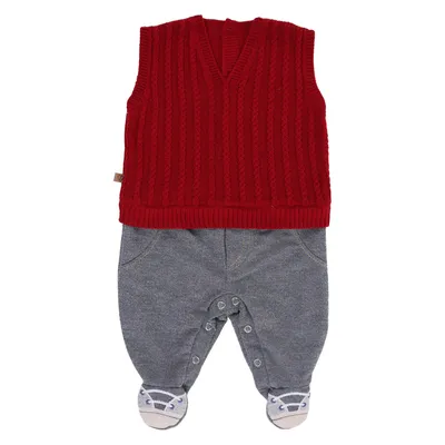 Saída De Maternidade Fofinho Gola Bordada - 3 Peças Saída De Maternidade Fofinho Gola Bordada - 3 Peças