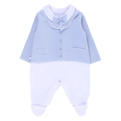 Macacão Longo Bebê Fofinho Detalhe Casaco Tricô E Gravatinha