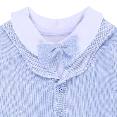 Macacão Longo Bebê Fofinho Detalhe Casaco Tricô E Gravatinha