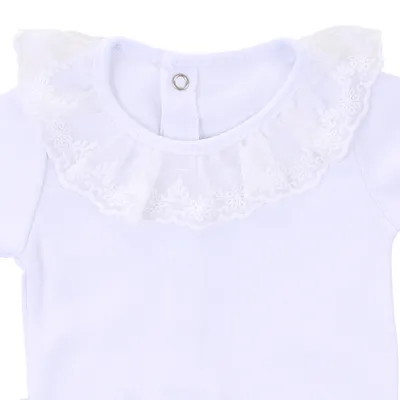 Body Manga Curta Bebê Fofinho Suedine Com Gola Renda Body Manga Curta Bebê Fofinho Suedine Com Gola Renda