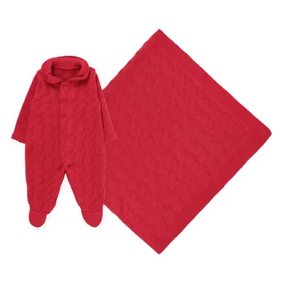 Saída De Maternidade Ternura Macacão Em Tricô - 2 Peças Saída De Maternidade Ternura Macacão Em Tricô - 2 Peças