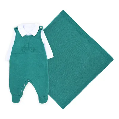 Saída De Maternidade Ternura Macacão Tricô Carro 2 Peças Saída De Maternidade Ternura Macacão Tricô Carro 2 Peças