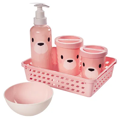 Kit Higiene Infantil Plasútil Decorado Ursa - 5 Peças