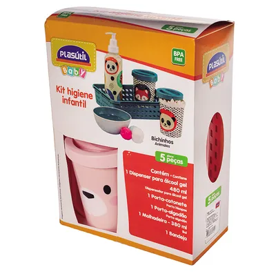 Kit Higiene Infantil Plasútil Decorado Ursa - 5 Peças