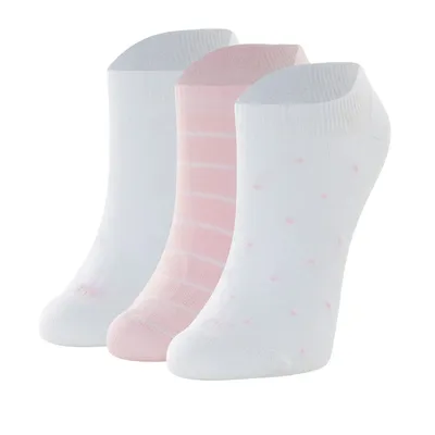 Kit Meia Invisível She Lisa E Estampada Feminina - 3 Pares