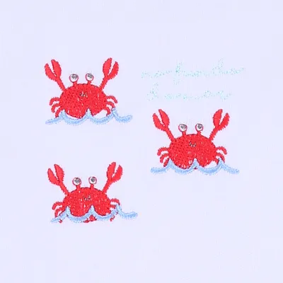 Banho De Sol Bebê Estilinho Suedine Bordado Caranguejo