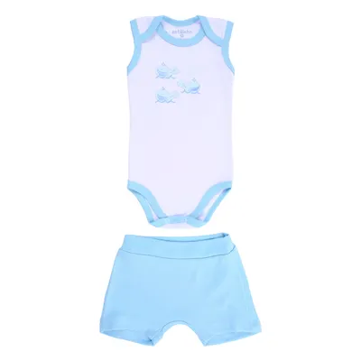 Conjunto Bebê Estilinho Suedine Penteado Bordado Baleias