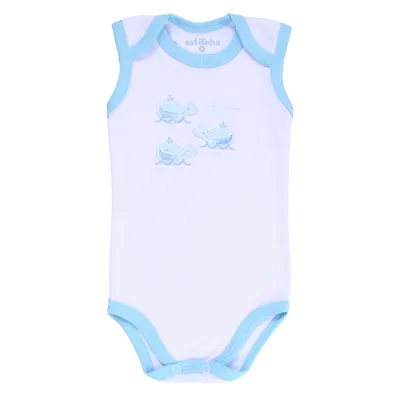 Conjunto Bebê Estilinho Suedine Penteado Bordado Baleias