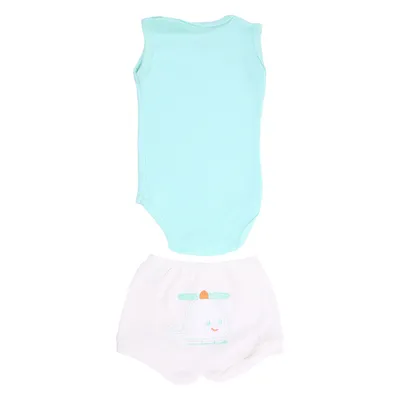 Conjunto Bebê Estilinho Suedine Penteado Bordado Helicóptero