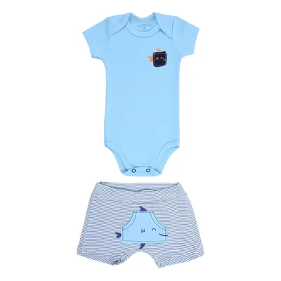 Conjunto Bebê Estilinho Suedine Bordado Bolso Tubarão