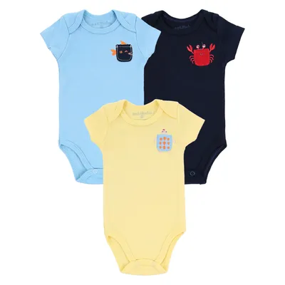 Kit Body Manga Curta Bebê Estilinho Suedine Praia - 3 Peças Kit Body Manga Curta Bebê Estilinho Suedine Praia - 3 Peças