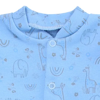 Macacão Longo Bebê Estilinho Suedine Vira Pé Estampa Safari