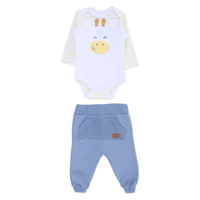 Conjunto Bebê Iaze Body Manga Longa Bordado Girafa