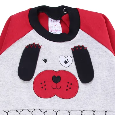 Macacão Longo Bebê Petutinha Bordado Cachorrinho