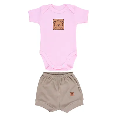 Conjunto Bebê Baby Best Em Algodão Pima Com Body Manga Curta