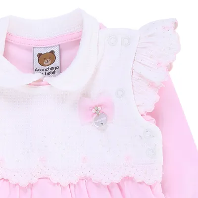 Macacão Longo Bebê Aconchego Do Bebê Bordados E Strass