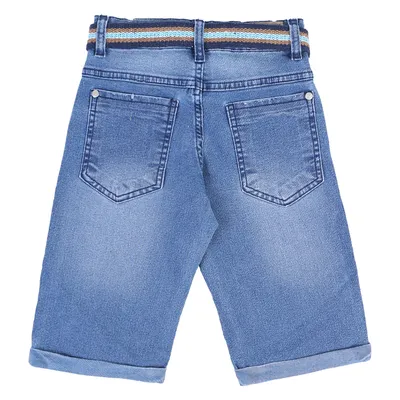 Bermuda Jeans Infantil Kookabu Bolso Moeda E Cinto Listrado Bermuda Jeans Infantil Kookabu Bolso Moeda E Cinto Listrado