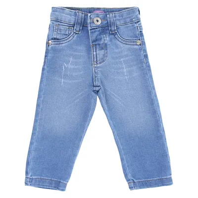 Calça Jeans Bebê Kookabu Detalhe Puídos E Barra Virada