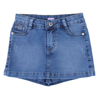 Short Saia Jeans Bebê Kookabu Básico Detalhe Puídos Short Saia Jeans Bebê Kookabu Básico Detalhe Puídos