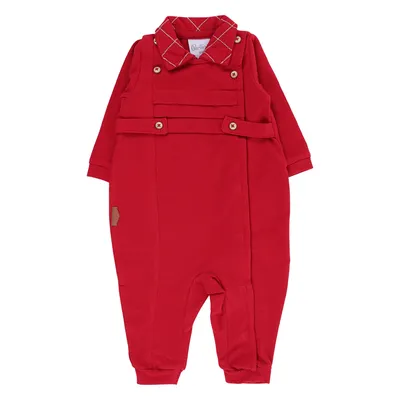 Macacão Longo Bebê Paraíso Malha Trabalhada Com Gola Xadrez