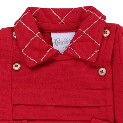 Macacão Longo Bebê Paraíso Malha Trabalhada Com Gola Xadrez