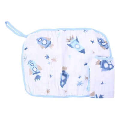Kit Pano De Boca Baby Joy Soft Estampa Foguete - 2 Peças Kit Pano De Boca Baby Joy Soft Estampa Foguete - 2 Peças