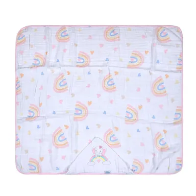 Toalha Com Capuz Baby Joy Soft Com Bordado Arco Íris Toalha Com Capuz Baby Joy Soft Com Bordado Arco Íris