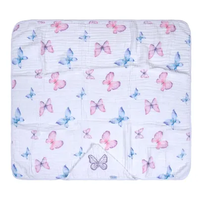 Toalha Com Capuz Baby Joy Soft Com Bordado Borboleta