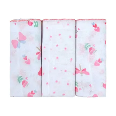 Kit Fralda Bublim Luxo Festonê Estampa Borboleta - 3 Peças