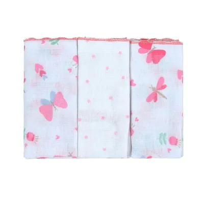 Kit Pano De Boca Bublim Festonê Estampa Borboleta - 3 Peças