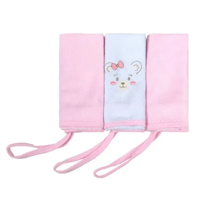 Kit Toalha De Boca Bublim Plush Bordado Ursa - 3 Peças