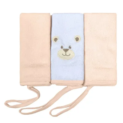 Kit Toalha De Boca Bublim Plush Bordado Urso - 3 Peças