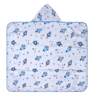 Toalha Com Capuz Baby Joy Soft Estampa Foguete