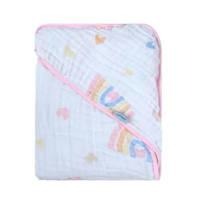 Toalha Com Capuz Baby Joy Soft Estampa Arco Íris