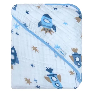 Toalha Com Capuz Baby Joy Soft Estampa Foguete