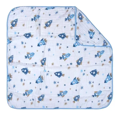 Toalha Com Capuz Baby Joy Soft Estampa Foguete