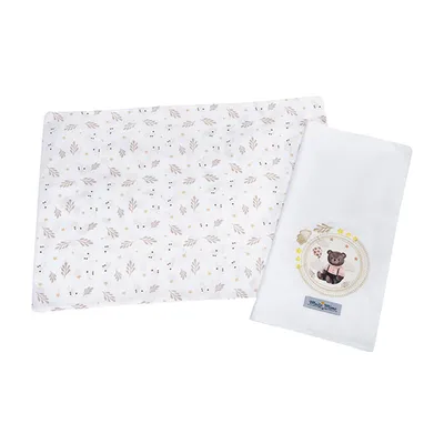 Kit Fronha Muito Mimo Estampa E Bordado Ursinho - 2 Peças Kit Fronha Muito Mimo Estampa E Bordado Ursinho - 2 Peças