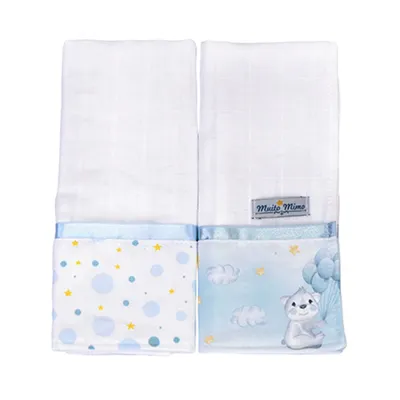 Kit Pano De Boca Muito Mimo Tecido Duplo Cegonha - 2 Peças