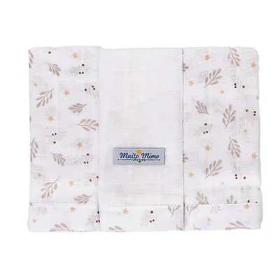 Kit Pano De Boca Muito Mimo Algodão Estampado - 3 Peças