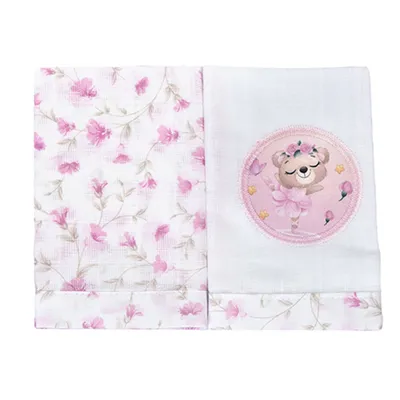 Kit Pano De Boca Muito Mimo Bordado Bailarina - 2 Peças