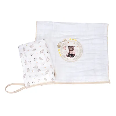 Kit Pano De Boca Muito Mimo Soft Prendedor Urso - 2 Peças