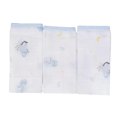 Kit Pano De Boca Muito Mimo Soft Estampa Cegonha - 3 Peças