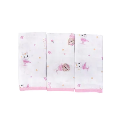 Kit Pano De Boca Muito Mimo Soft Estampa Bailarina - 3 Peças
