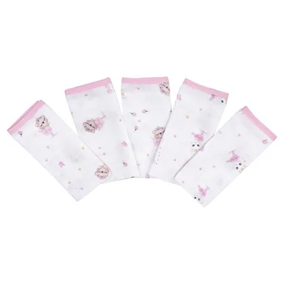 Kit Pano De Boca Muito Mimo Soft Estampa Bailarina - 5 Peças