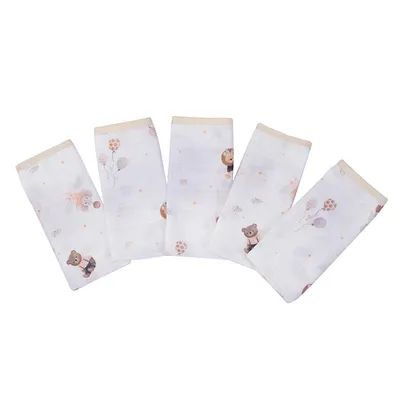 Kit Pano De Boca Muito Mimo Soft Estampa Animais - 5 Peças