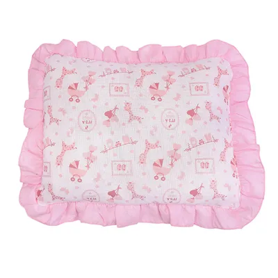 Travesseiro Baby Nice Com Babado Estampa Girafa Travesseiro Baby Nice Com Babado Estampa Girafa