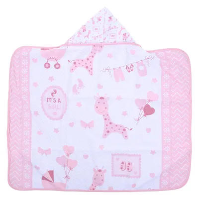 Toalha Com Capuz Baby Nice Felpa Forro Estampa Girafa