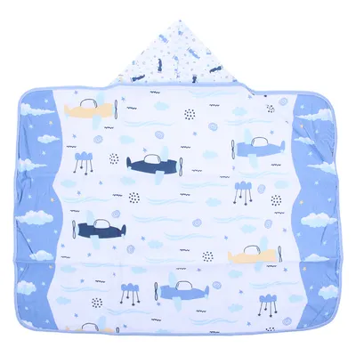 Toalha Com Capuz Baby Nice Felpa Forro Estampa Avião